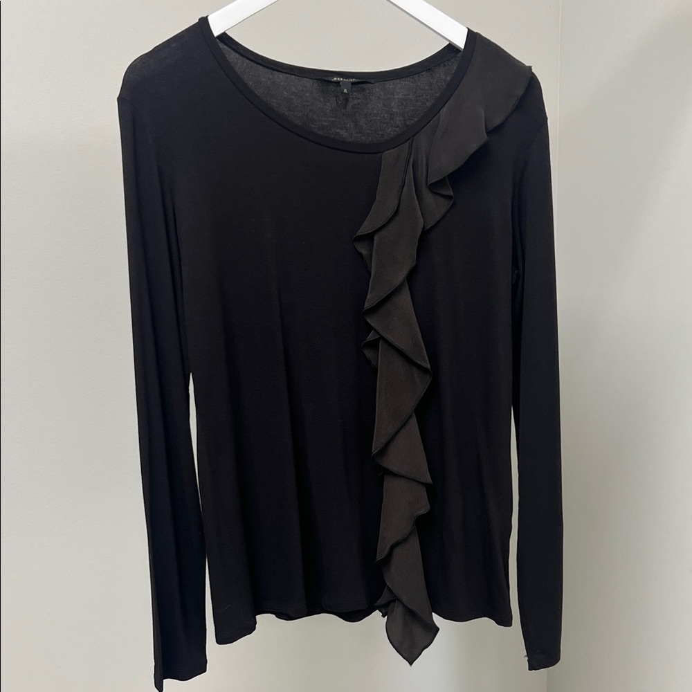 MaxMara Brown Long Sleeve Ruffle Top